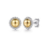 Stud Earrings 14K Yellow Gold and 925 Sterling Silver