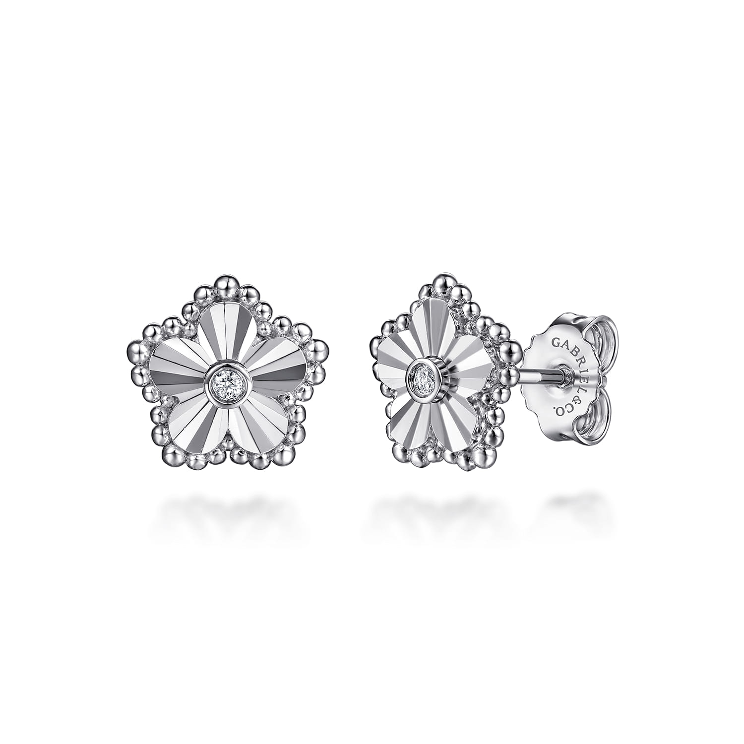 Stud Earrings 925 Sterling Silver Diamond 0.03ct Bujukan - 0.03 ct - Shot 1