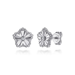 Stud Earrings 925 Sterling Silver Diamond 0.03ct Bujukan
