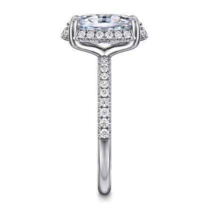 Suede - 14K White Gold Oval Hidden Halo Diamond Engagement Ring