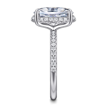 Suede - 14K White Gold Oval Hidden Halo Diamond Engagement Ring