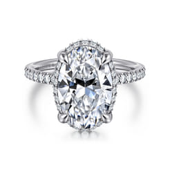 Suede - 14K White Gold Oval Hidden Halo Diamond Engagement Ring