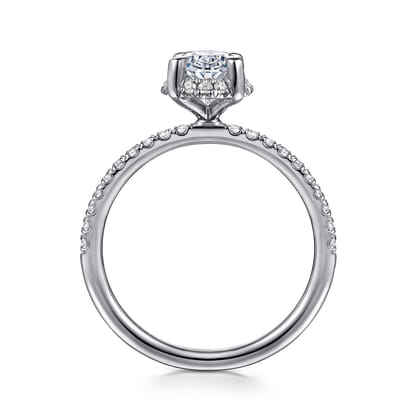 Suede - 14K White Gold Oval Hidden Halo Diamond Engagement Ring