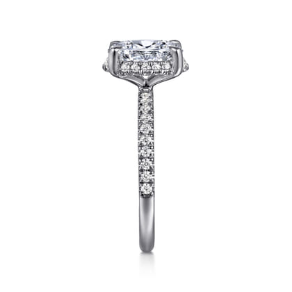 Suede - 14K White Gold Oval Hidden Halo Diamond Engagement Ring