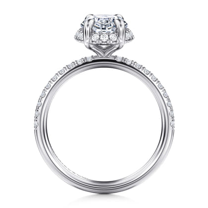 Suede - 14K White Gold Oval Hidden Halo Diamond Engagement Ring