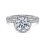 Suede - 14K White Gold Round Hidden Halo Diamond Engagement Ring