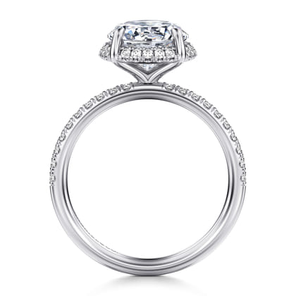 Suede - 14K White Gold Round Hidden Halo Diamond Engagement Ring