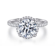 Suede - 14K White Gold Round Hidden Halo Diamond Engagement Ring