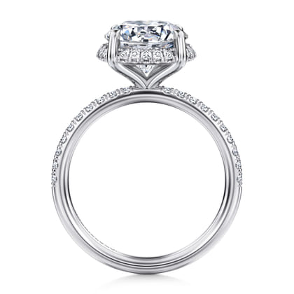 Suede - 14K White Gold Round Hidden Halo Diamond Engagement Ring