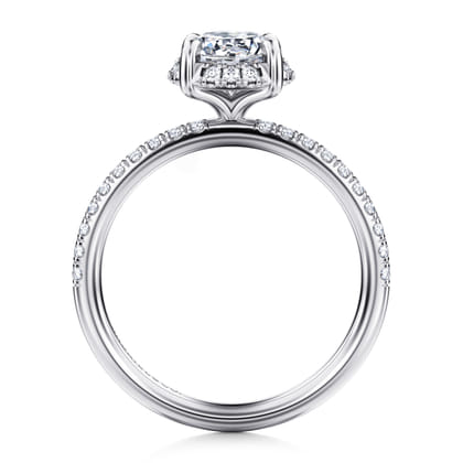 Suede - 14K White Gold Round Hidden Halo Diamond Engagement Ring