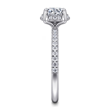 Suede - 14K White Gold Round Hidden Halo Diamond Engagement Ring