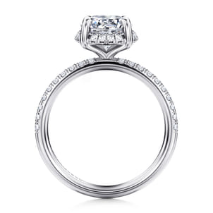 Suede - 14K White Gold Round Hidden Halo Diamond Engagement Ring