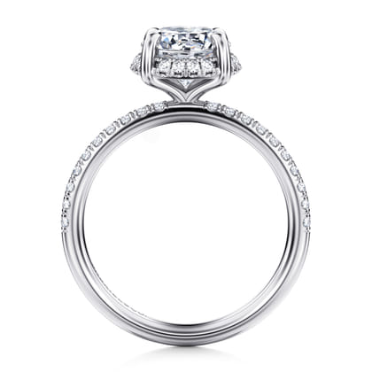 Suede - 14K White Gold Round Hidden Halo Diamond Engagement Ring