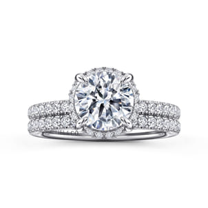 Suede - 14K White Gold Round Hidden Halo Diamond Engagement Ring