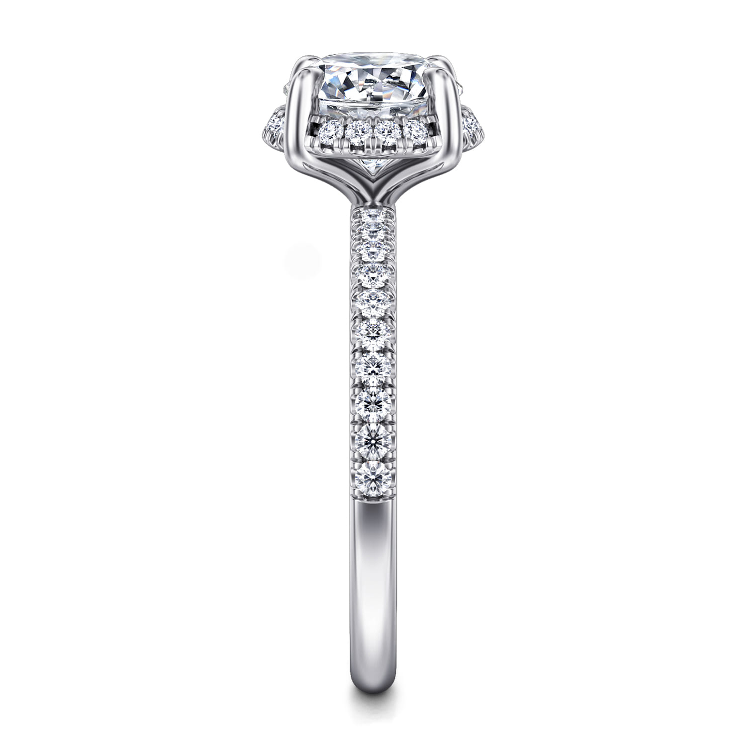 Suede - 14K White Gold Round Hidden Halo Diamond Engagement Ring
