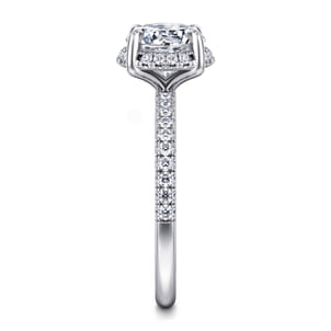 Suede - 14K White Gold Round Hidden Halo Diamond Engagement Ring