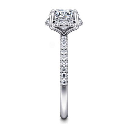 Suede - 14K White Gold Round Hidden Halo Diamond Engagement Ring