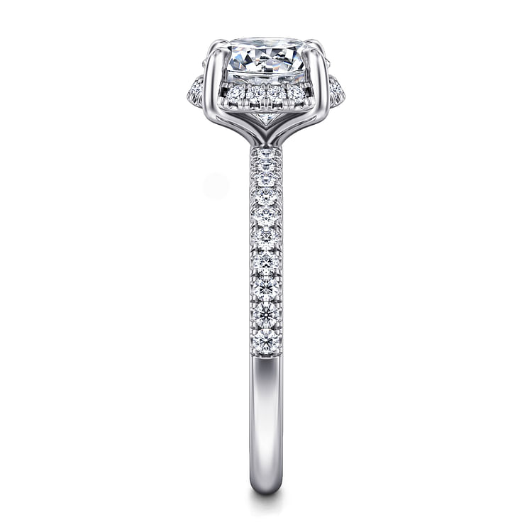 Suede - 14K White Gold Round Hidden Halo Diamond Engagement Ring