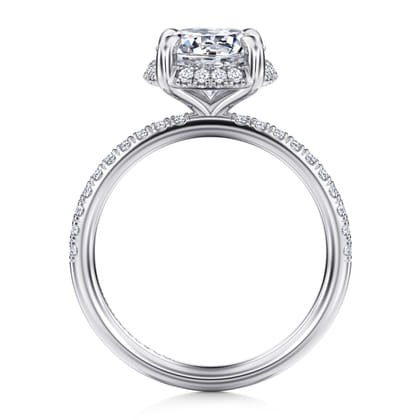 Suede - 14K White Gold Round Hidden Halo Diamond Engagement Ring