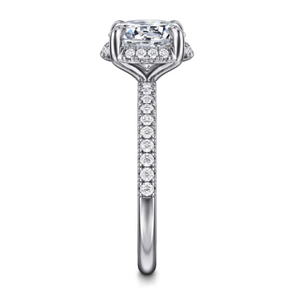 Suede - 14K White Gold Round Hidden Halo Diamond Engagement Ring