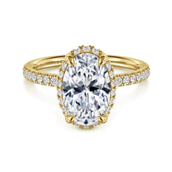 Suede - 14K Yellow Gold Oval Hidden Halo Diamond Engagement Ring