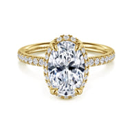 Suede - 14K Yellow Gold Oval Hidden Halo Diamond Engagement Ring