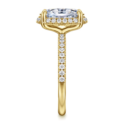 Suede - 14K Yellow Gold Oval Hidden Halo Diamond Engagement Ring