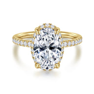 Suede - 14K Yellow Gold Oval Hidden Halo Diamond Engagement Ring