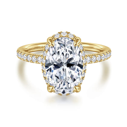 Suede - 14K Yellow Gold Oval Hidden Halo Diamond Engagement Ring