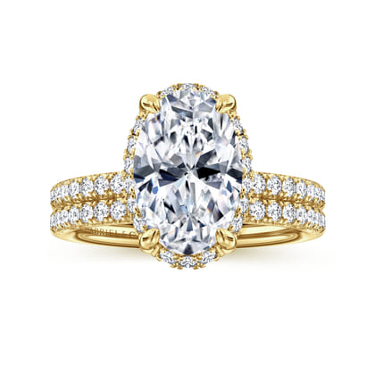 Suede - 14K Yellow Gold Oval Hidden Halo Diamond Engagement Ring