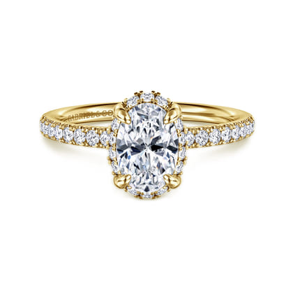 Suede - 14K Yellow Gold Oval Hidden Halo Diamond Engagement Ring