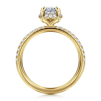 Suede - 14K Yellow Gold Oval Hidden Halo Diamond Engagement Ring