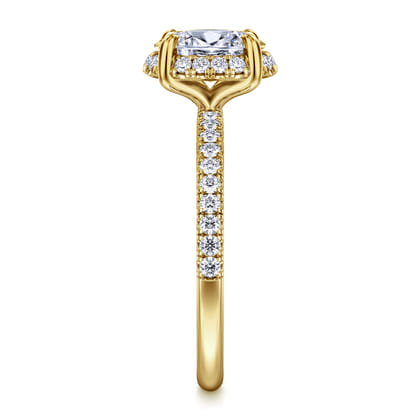 Suede - 14K Yellow Gold Oval Hidden Halo Diamond Engagement Ring
