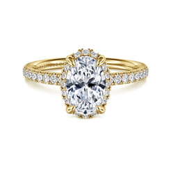 Suede - 14K Yellow Gold Oval Hidden Halo Diamond Engagement Ring