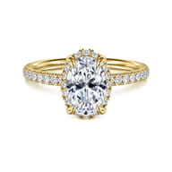 Suede - 14K Yellow Gold Oval Hidden Halo Diamond Engagement Ring