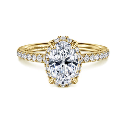Suede - 14K Yellow Gold Oval Hidden Halo Diamond Engagement Ring