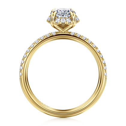 Suede - 14K Yellow Gold Oval Hidden Halo Diamond Engagement Ring