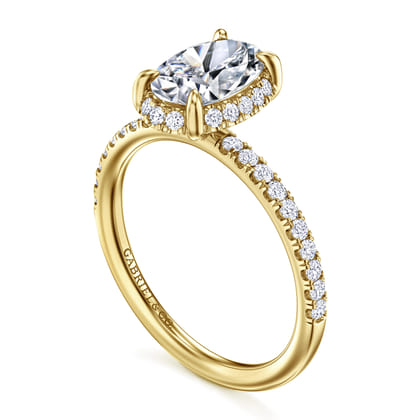 Suede - 14K Yellow Gold Oval Hidden Halo Diamond Engagement Ring