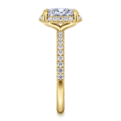Suede - 14K Yellow Gold Oval Hidden Halo Diamond Engagement Ring