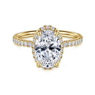 Suede - 14K Yellow Gold Oval Hidden Halo Diamond Engagement Ring