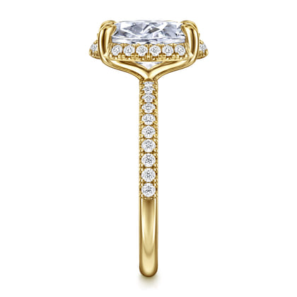 Suede - 14K Yellow Gold Oval Hidden Halo Diamond Engagement Ring