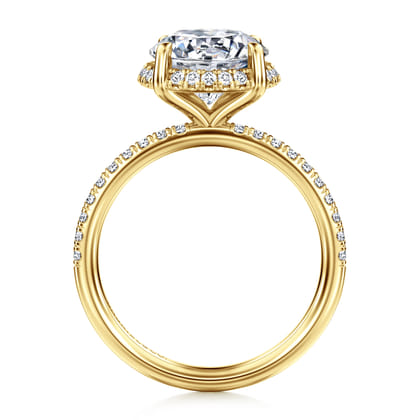 Suede - 14K Yellow Gold Round Hidden Halo Diamond Engagement Ring
