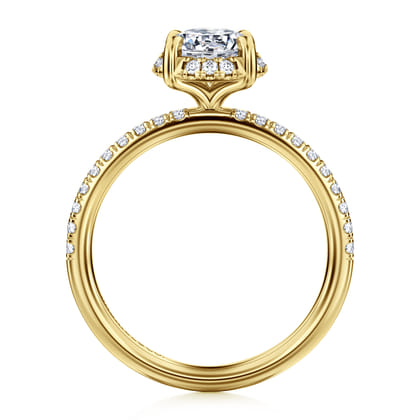 Suede - 14K Yellow Gold Round Hidden Halo Diamond Engagement Ring