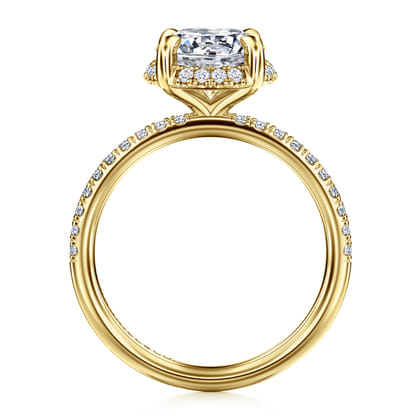 Suede - 14K Yellow Gold Round Hidden Halo Diamond Engagement Ring