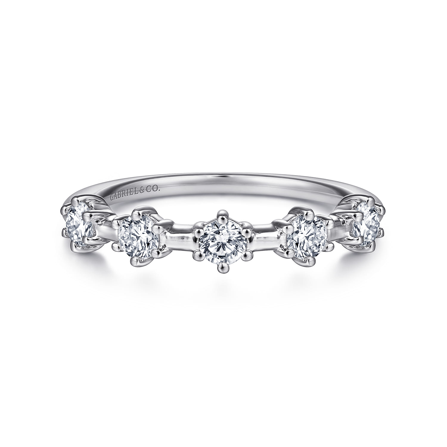 Straight Wedding Ring in 14k White Gold with Round Natural Diamond at Gabriel & Co. - Shot 1