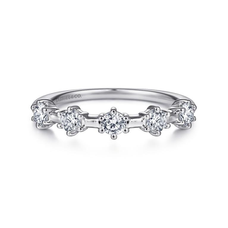 Straight Wedding Ring in 14k White Gold with Round Natural Diamond at Gabriel & Co. - Shot 1