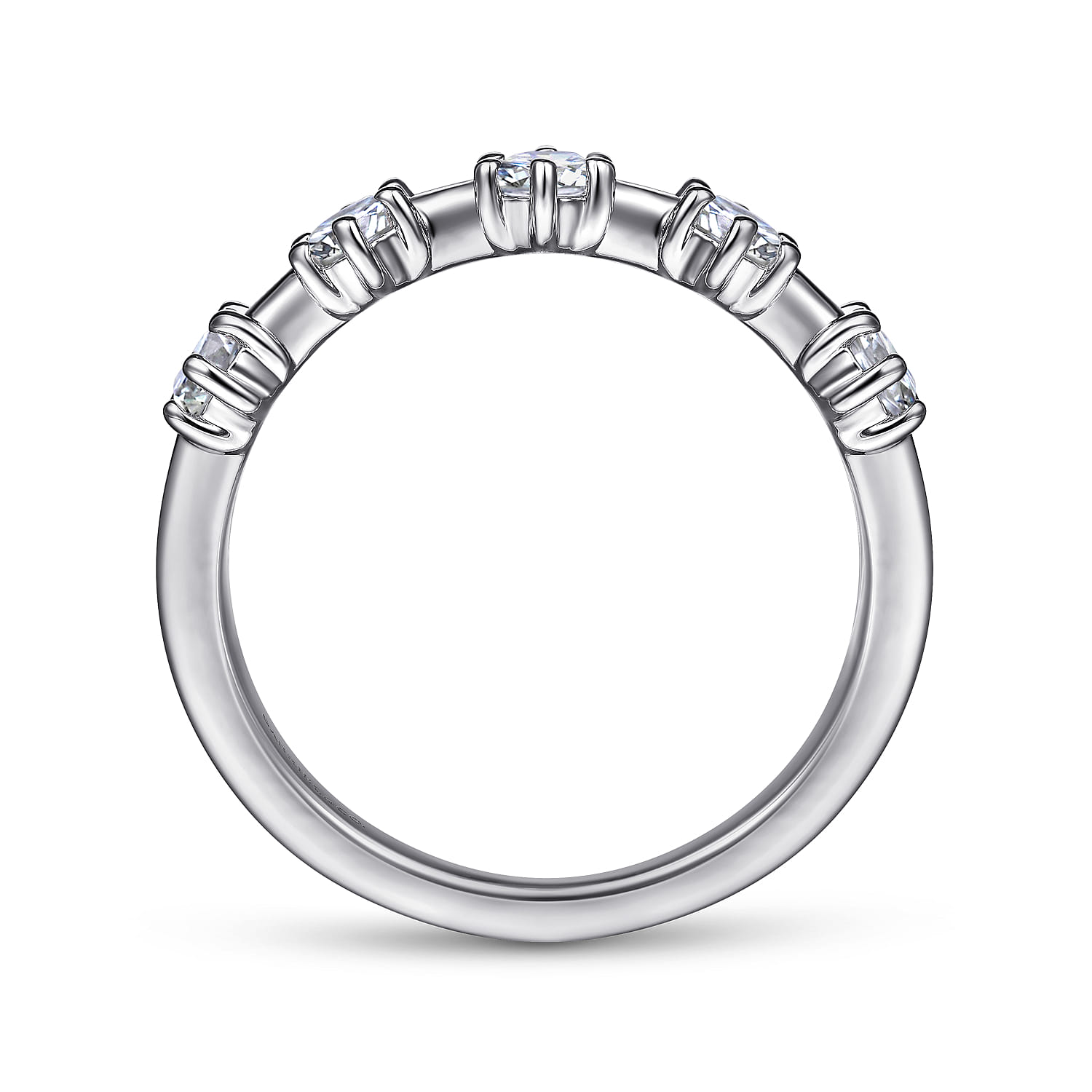 Straight Wedding Ring in 14k White Gold with Round Natural Diamond at Gabriel & Co. - Shot 2