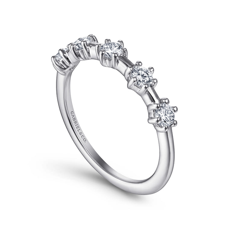 Straight Wedding Ring in 14k White Gold with Round Natural Diamond at Gabriel & Co. - Shot 3
