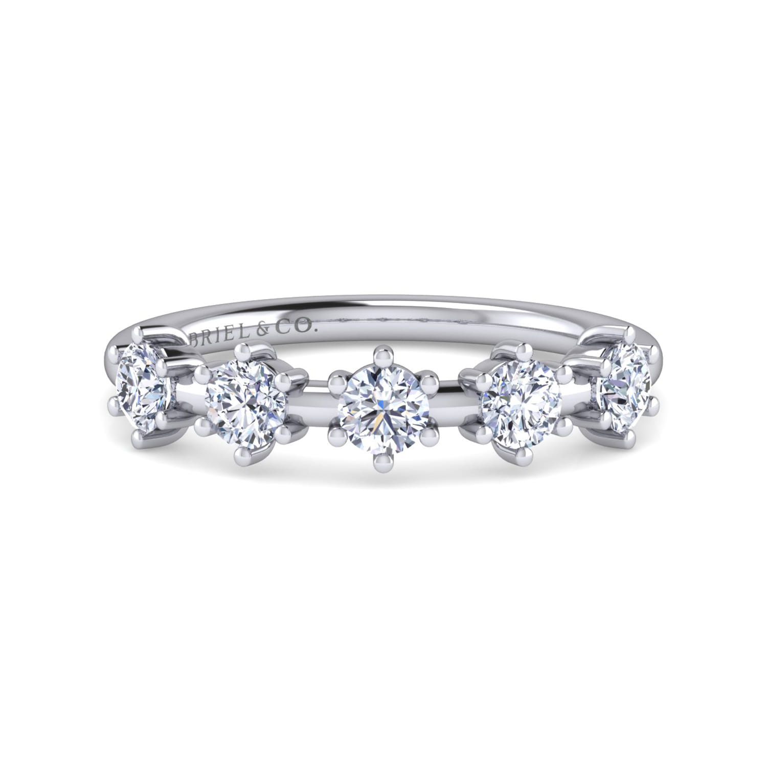 Straight Wedding Ring in 14k White Gold with Round Natural Diamond at Gabriel & Co. - Shot 1
