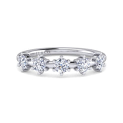 Sumatra - 14K White Gold 5 Stone Stations Stackable Diamond Anniversary Band